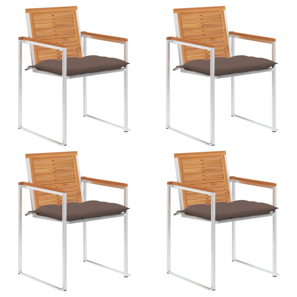 Cadeiras de jardim c/ almofadões 4 pcs madeira de acácia maciça