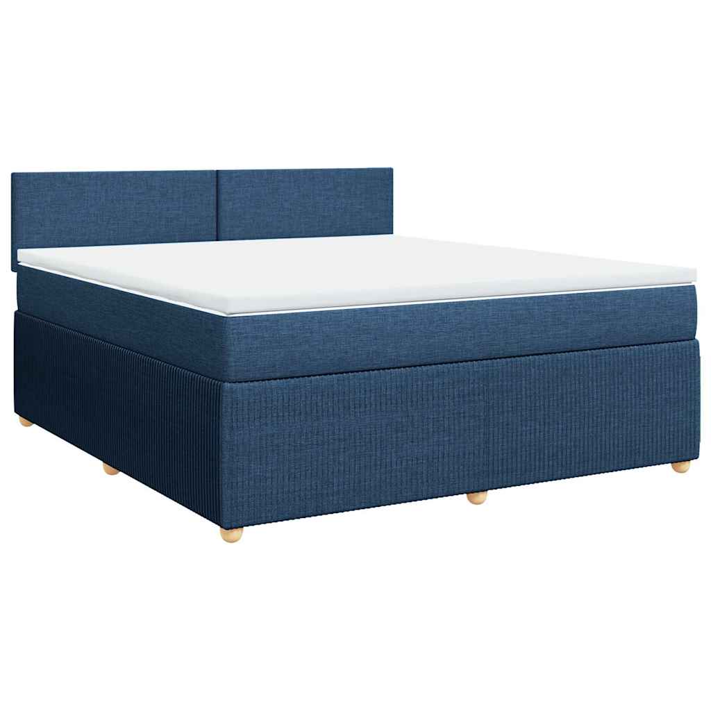 Cama com molas/colchão 180x200 cm tecido azul