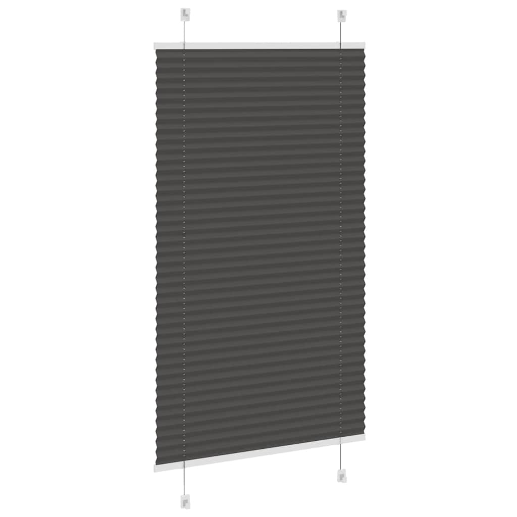 Preto plissada cega 75x150 cm largura tecido 74,4 cm poliéster