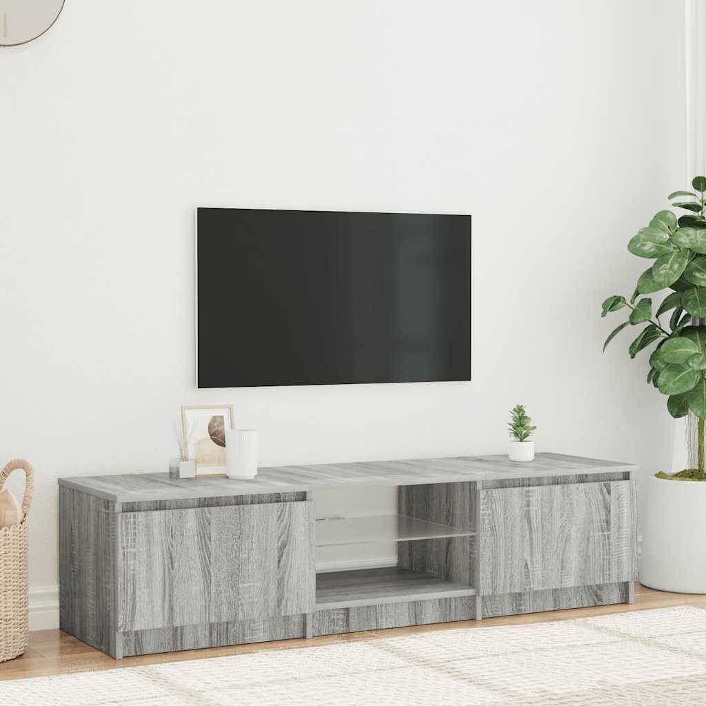 Móvel de TV com luzes LED 140x40x36 cm cinzento sonoma