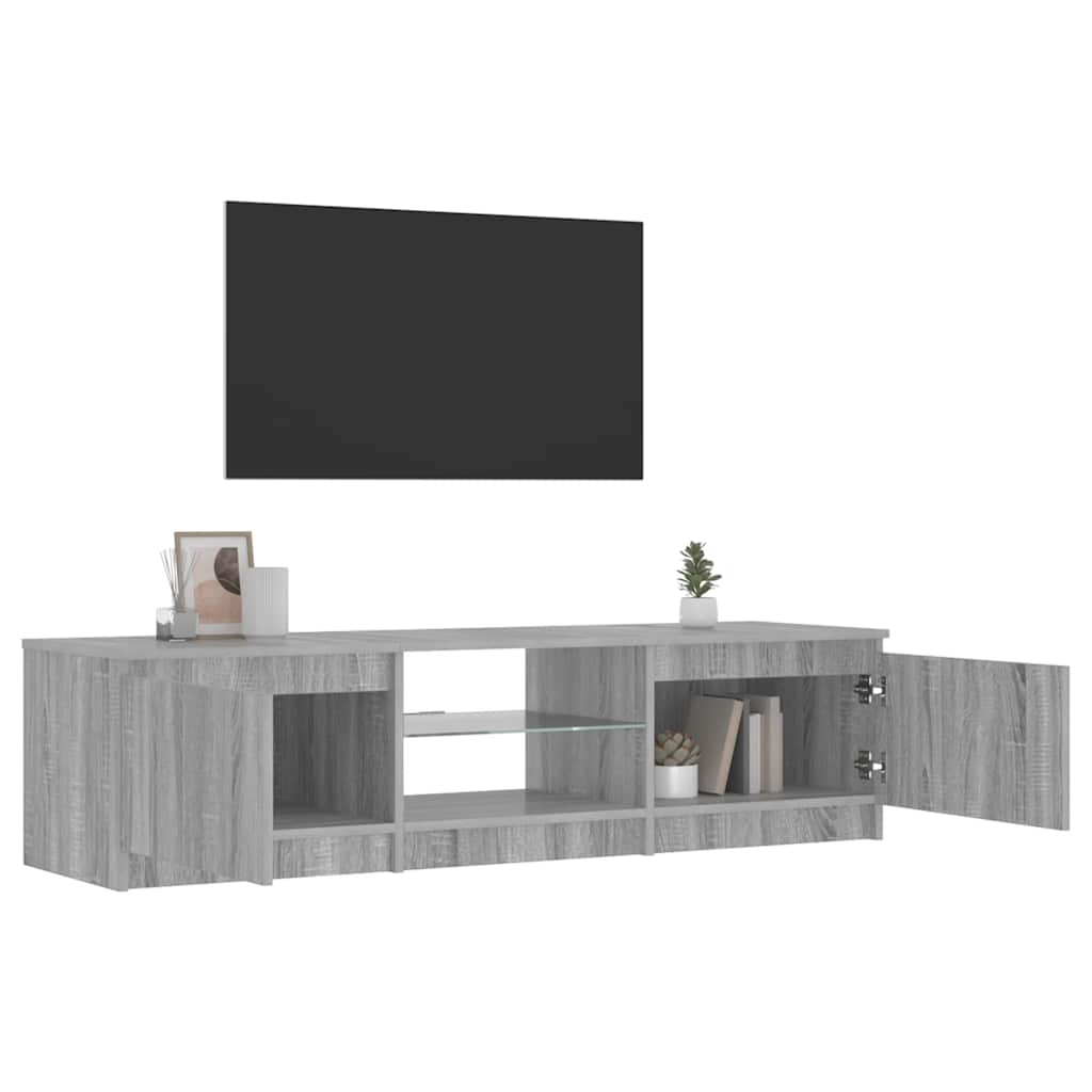 Móvel de TV com luzes LED 140x40x36 cm cinzento sonoma