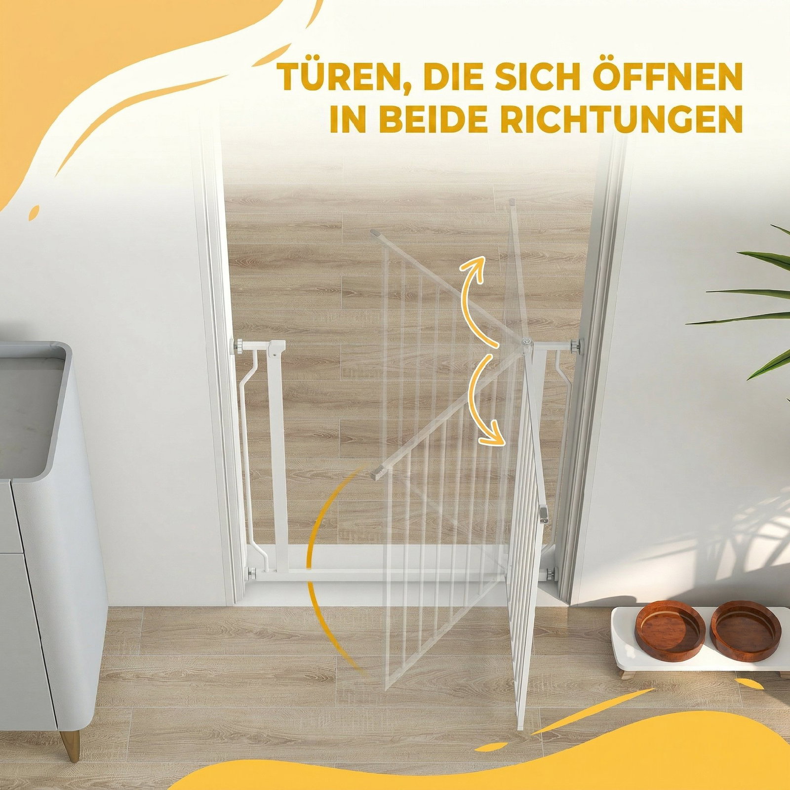 Barreira de segurança para cães 75-85 cm para portas e escadas, dupla direção, duplo bloqueio, branco