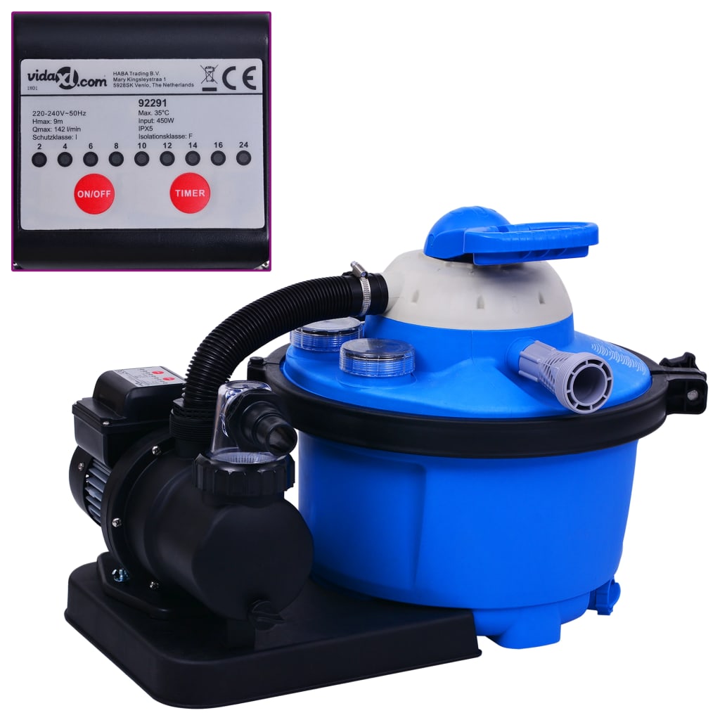Bomba de filtro de areia com temporizador 450 w 25 l