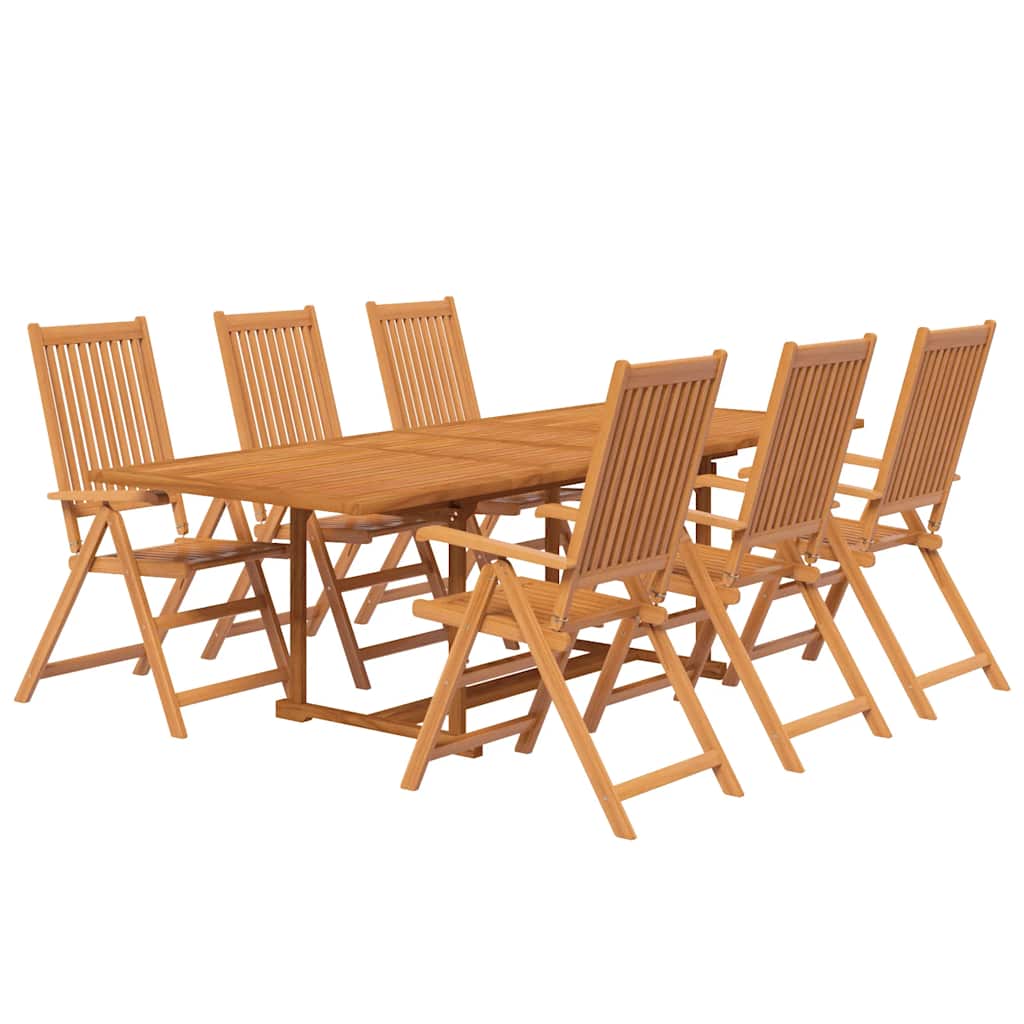7 Pcs conjunto de jantar para jardim madeira de acácia maciça 160-240 cm