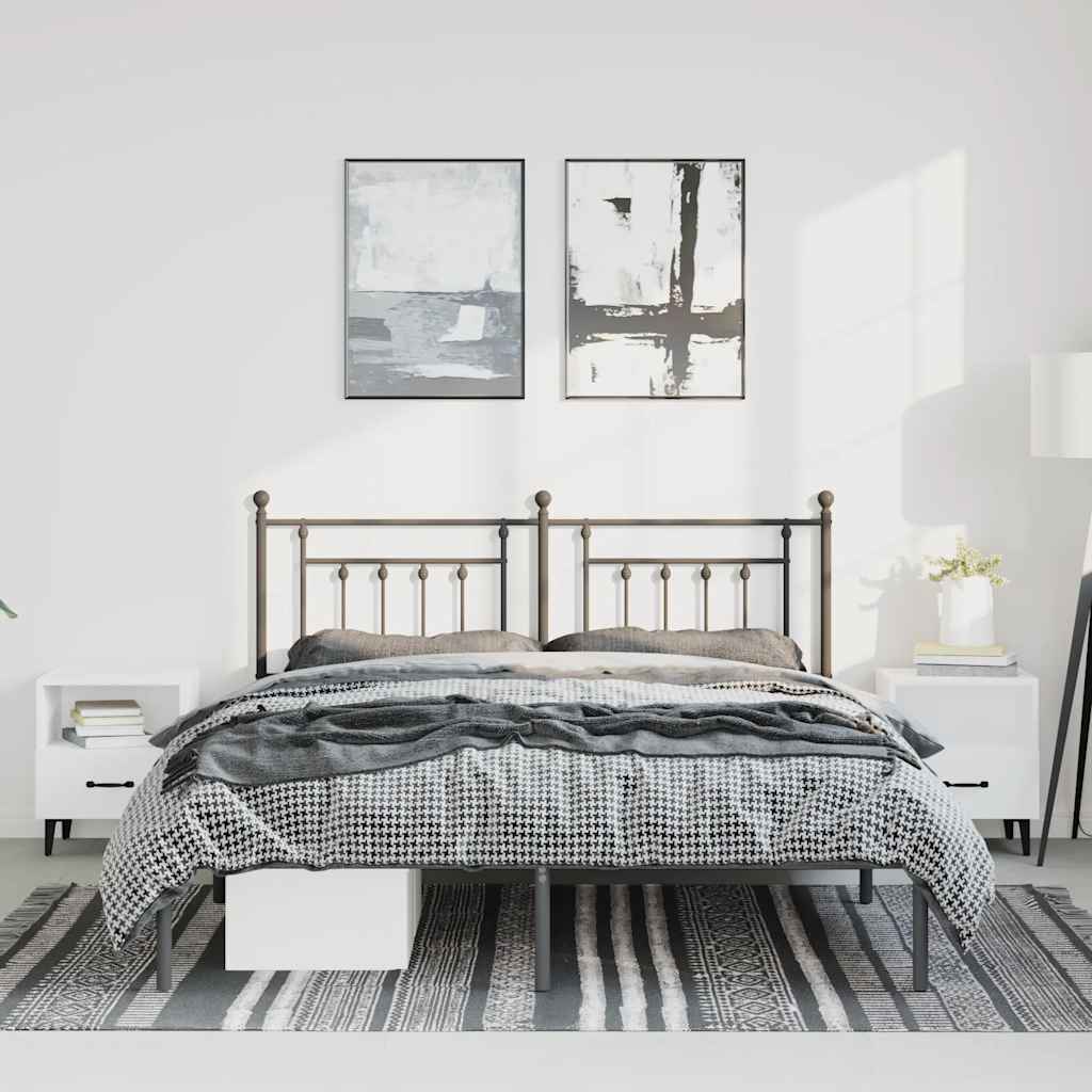 Estrutura de cama em metal com cabeceira 150x200 cm preto