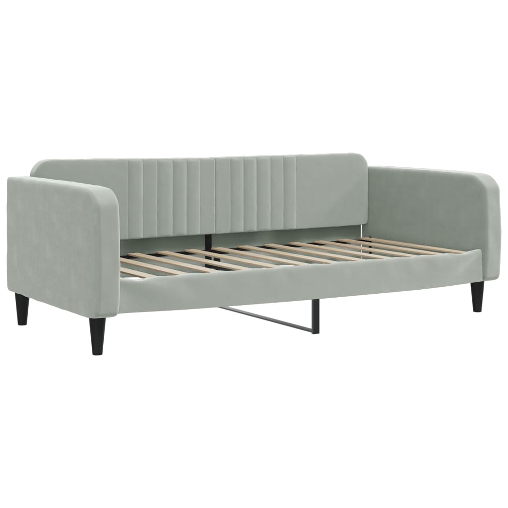 Sofá-cama com colchão 100x200 cm veludo cinzento-claro