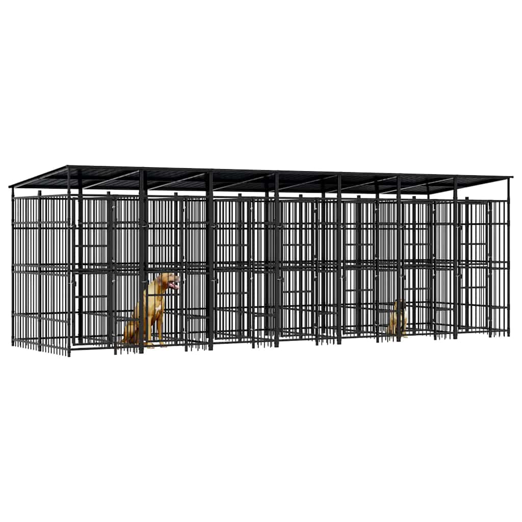 Canil de exterior com telhado 12,9 m² aço