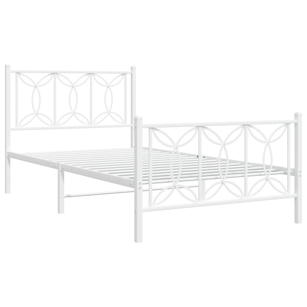 Estrutura de cama com cabeceira e pés 100x200 cm metal branco