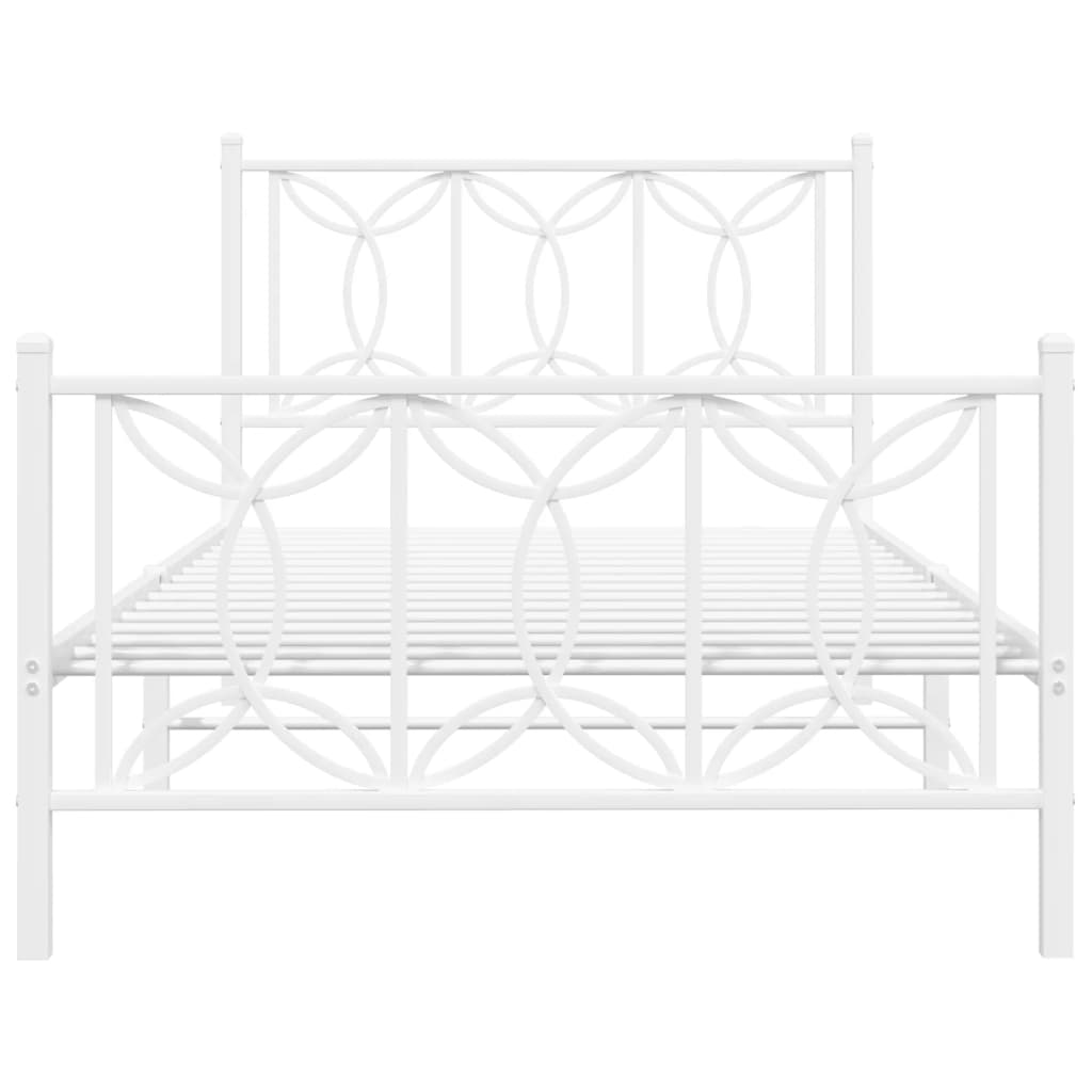 Estrutura de cama com cabeceira e pés 100x200 cm metal branco