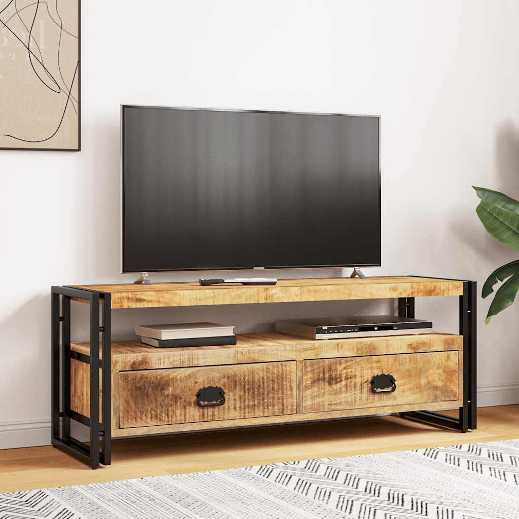Móvel de TV em madeira de mangueira maciça 120x35x45 cm