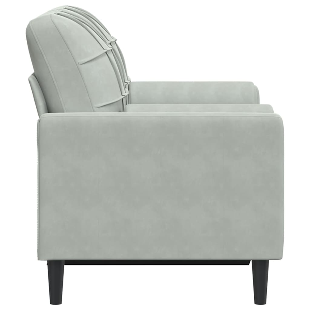 Sofá 2 lugares + almofadas decorativas 120cm veludo cinza-claro