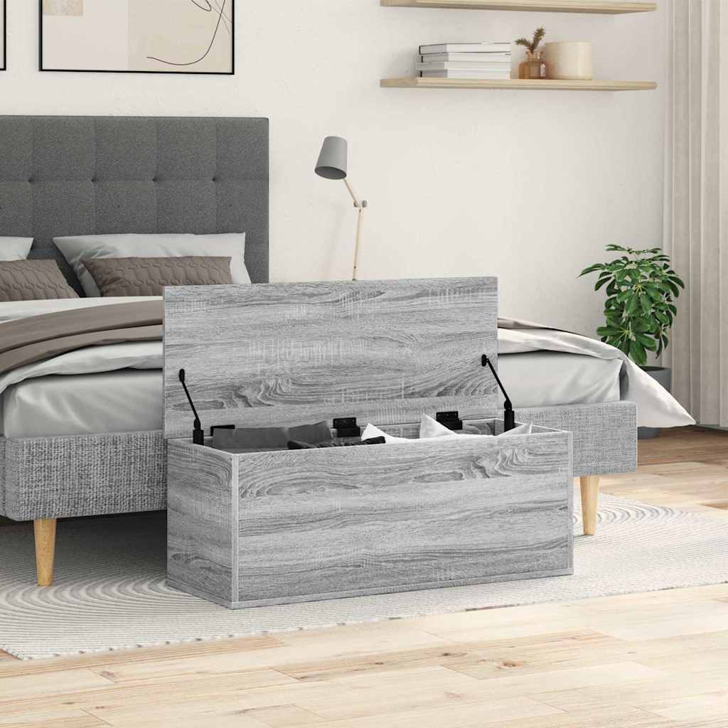 Caixa de arrumação 90x35x35 cm derivados madeira cinza sonoma