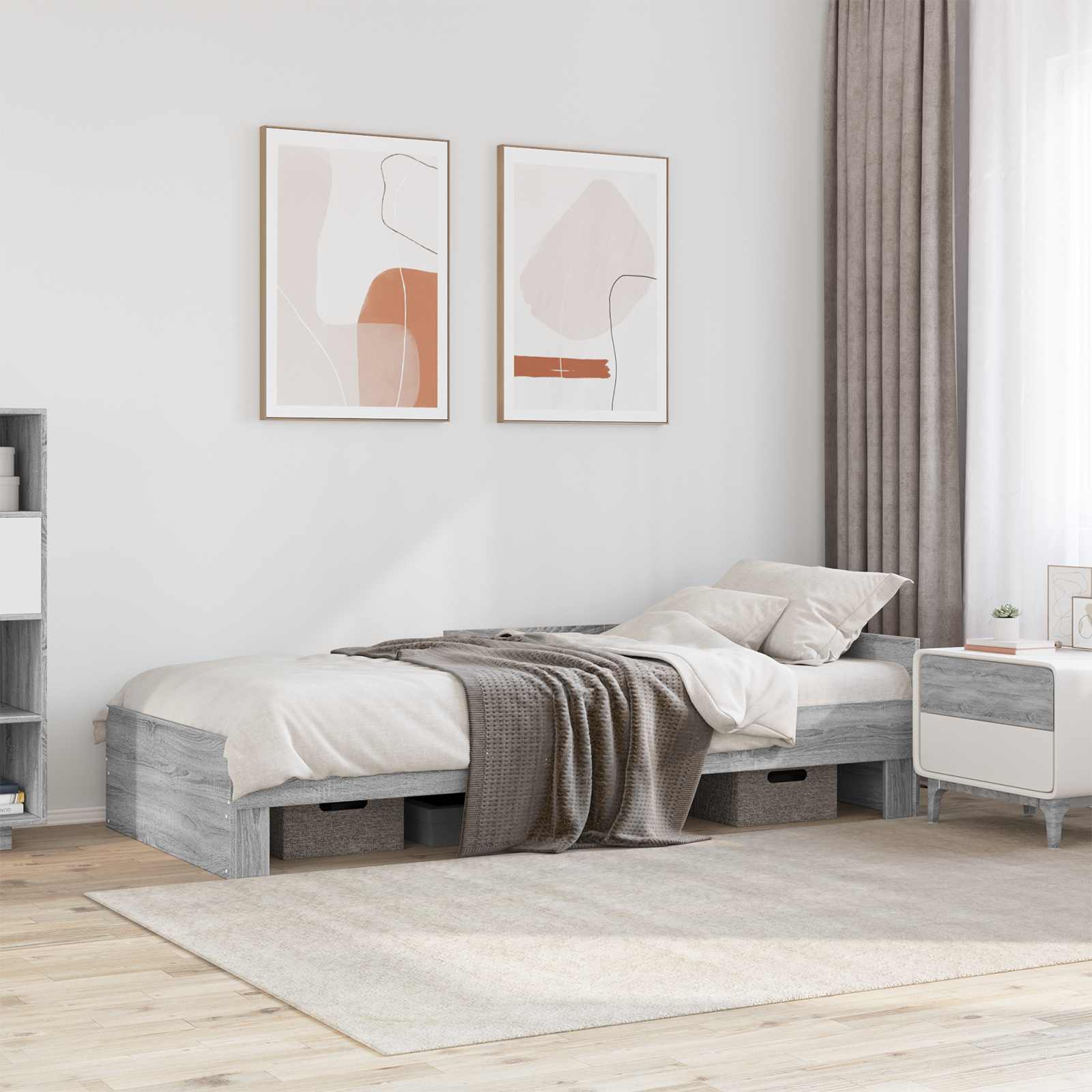 Estrutura de cama com cabeceira sonoma cinzento 80 x 200 cm