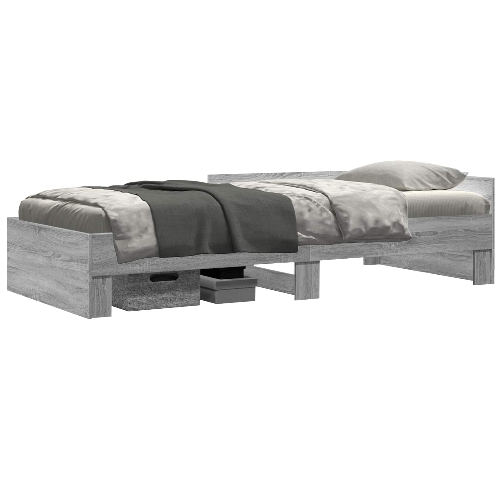 Estrutura de cama com cabeceira sonoma cinzento 80 x 200 cm