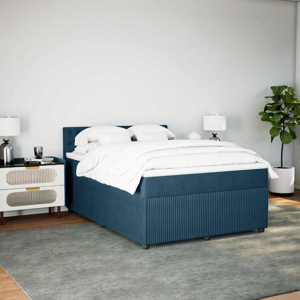 Cama com molas/colchão 160x200 cm veludo azul