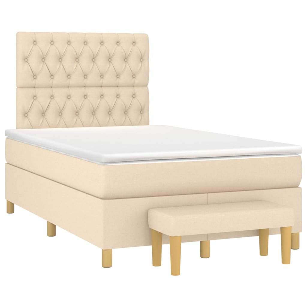 Cama com molas/colchão 120x200 cm tecido cor creme