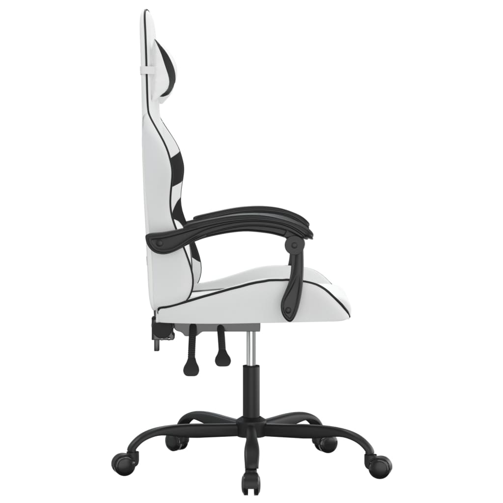 Cadeira gaming couro artificial branco e preto