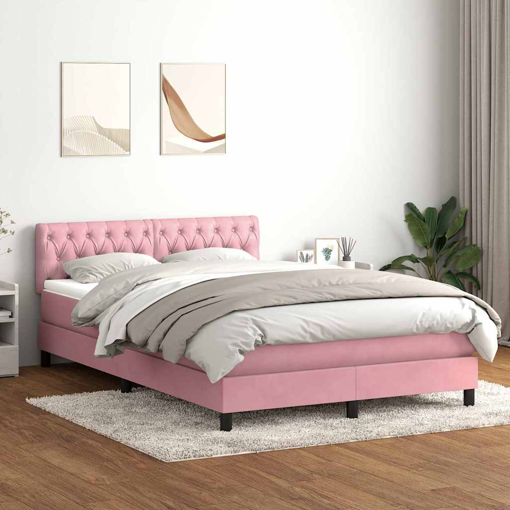 Cama com molas/colchão 140x210 cm veludo rosa