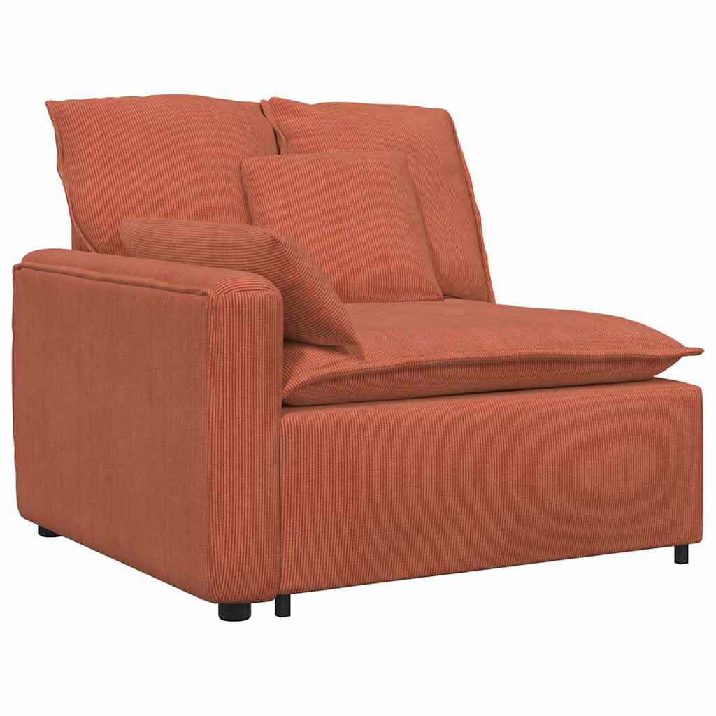 Sofá modular com almofadas vermelho laranja