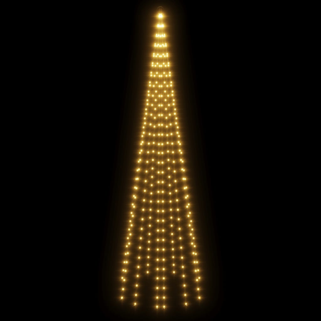 Árvore de natal mastro de bandeira 310 leds 300cm branco quente