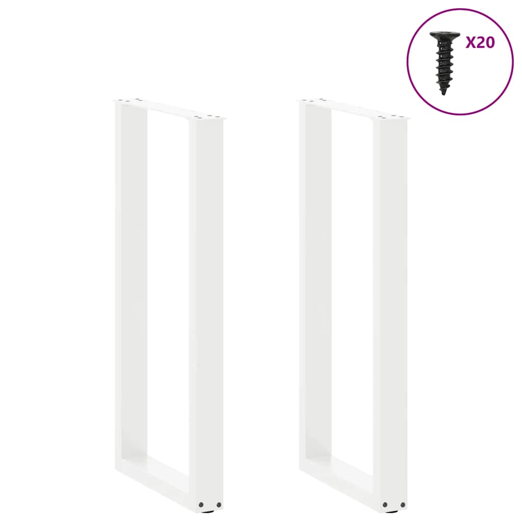 Pés de mesa de bar em forma de u, 2 peças, branco, 40x (100-101) cm, aço