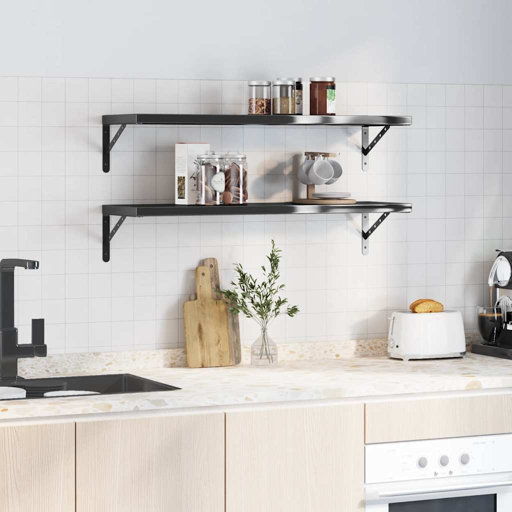 Prateleiras de parede 2 pcs 100x30 cm aço inoxidável prateado