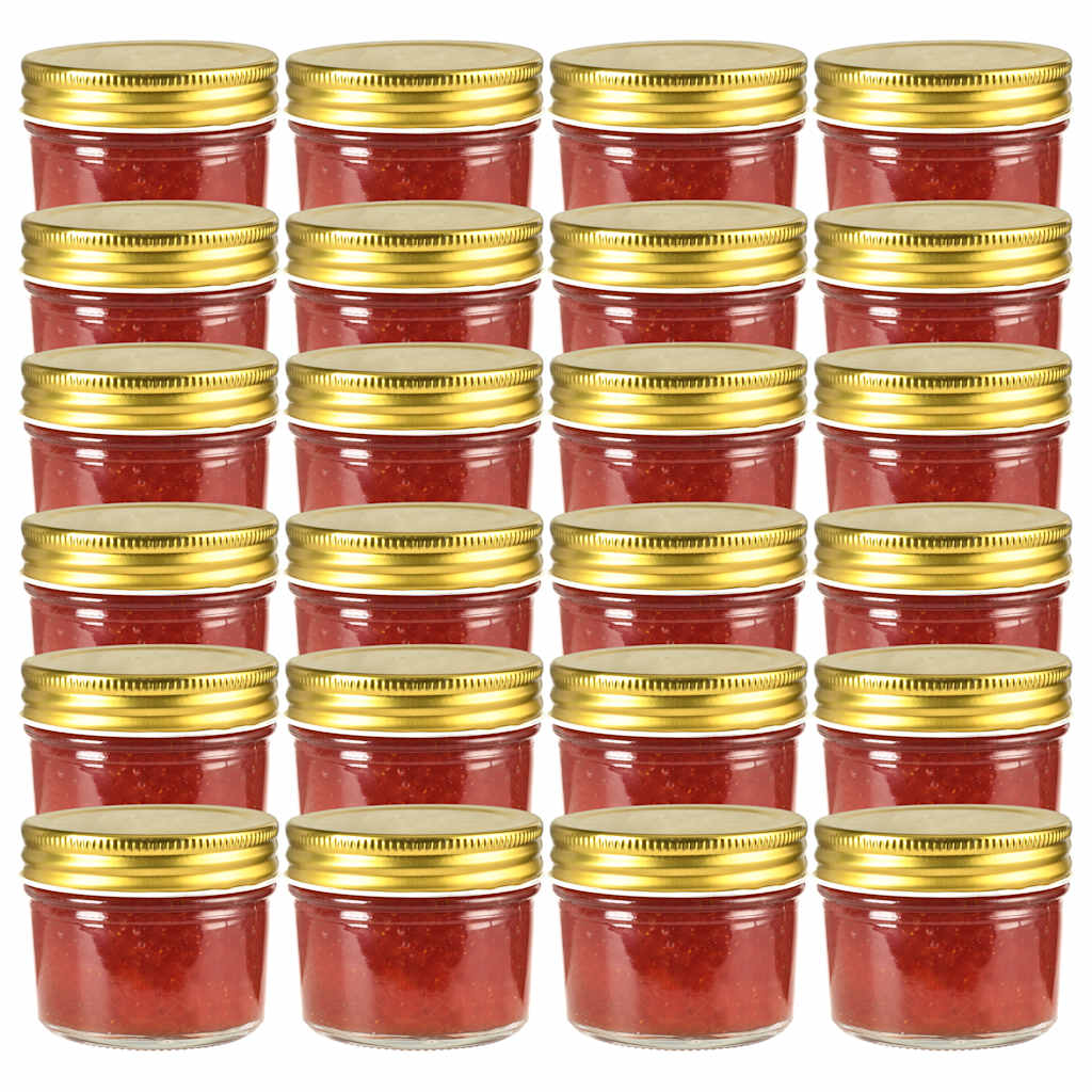 Frascos de vidro com tampas douradas 24 pcs 110 ml