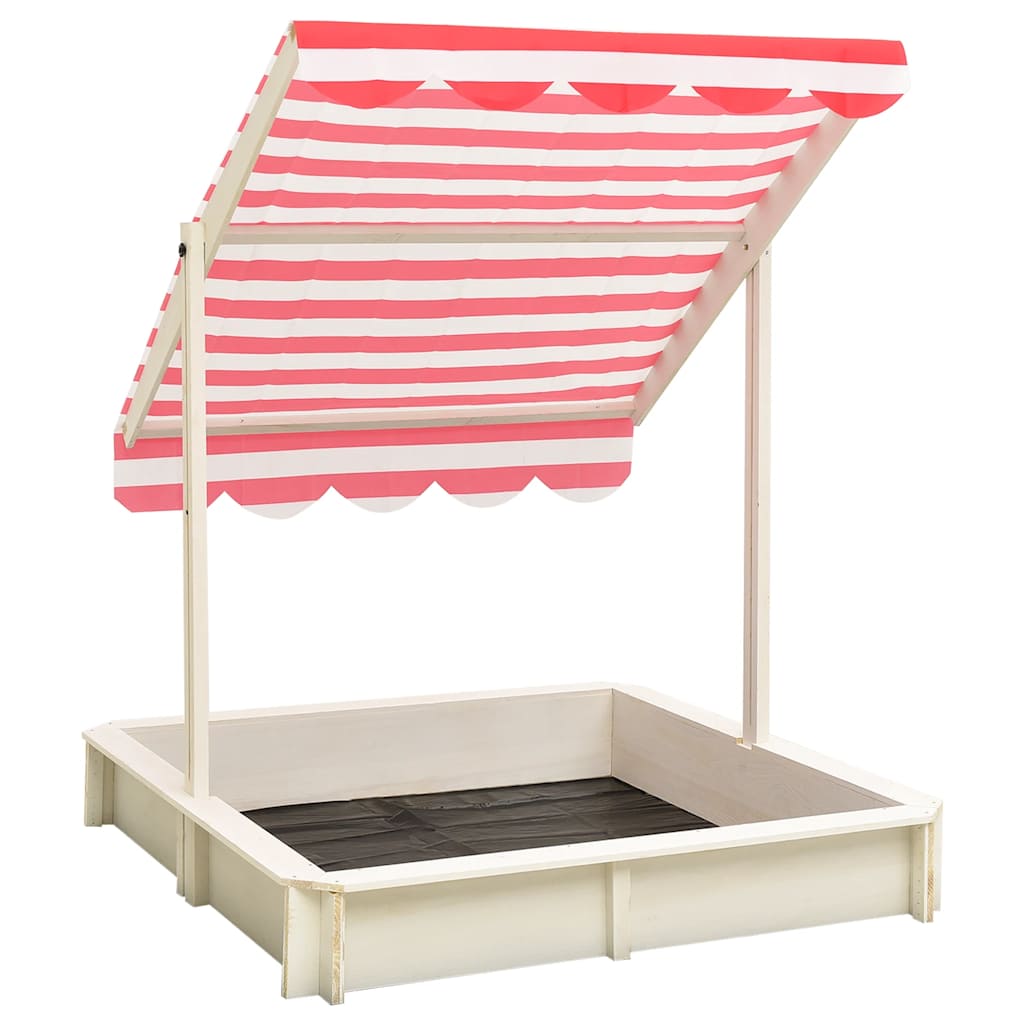 Caixa de areia c/ telhado ajustável abeto uv50 branco/vermelho