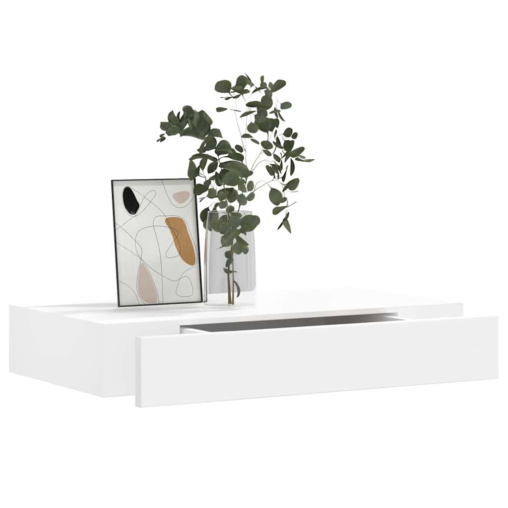 Prateleira de parede c/ 1 gaveta para livros/dvd MDF branco
