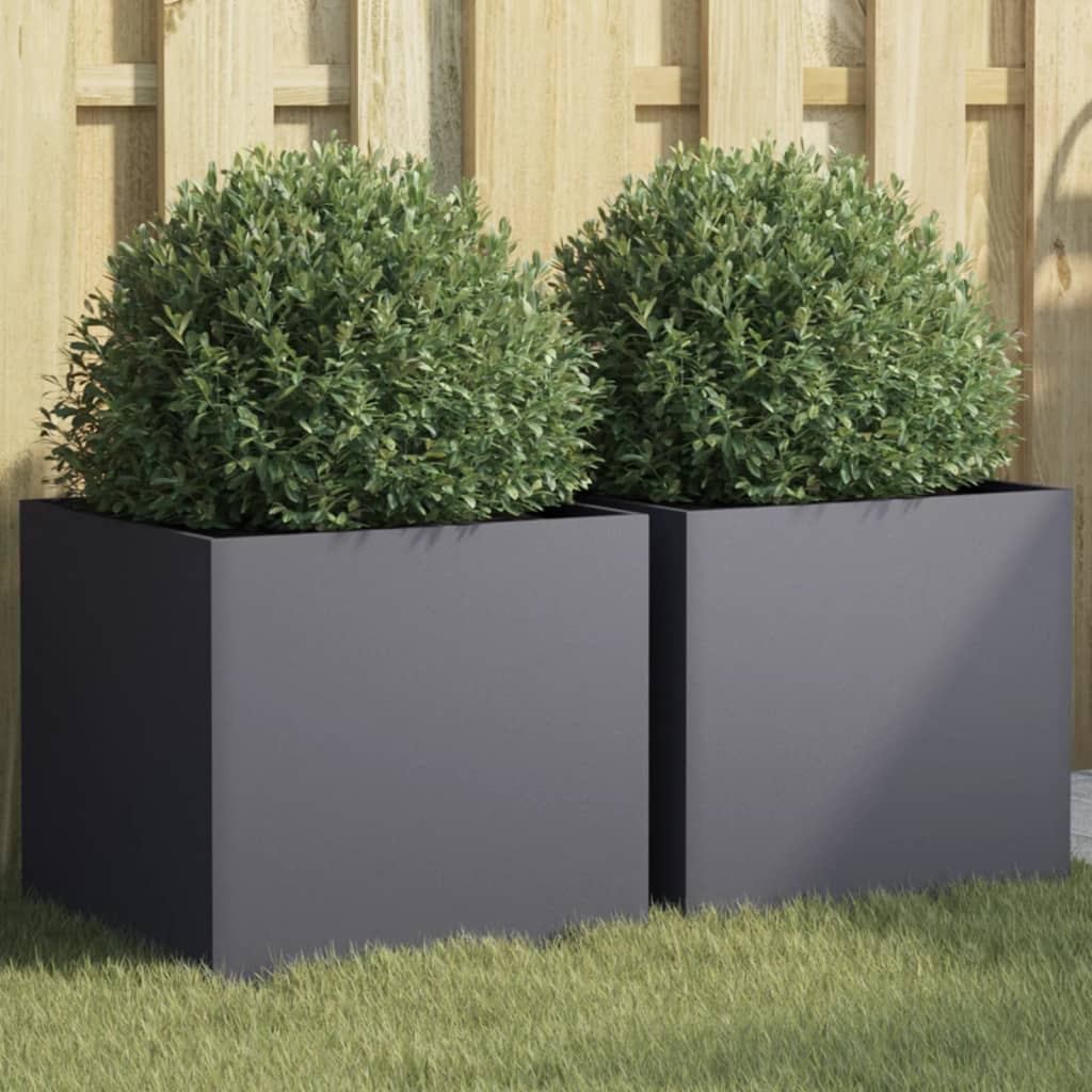 Vasos/floreiras 2 pcs 42x40x39 cm aço antracite
