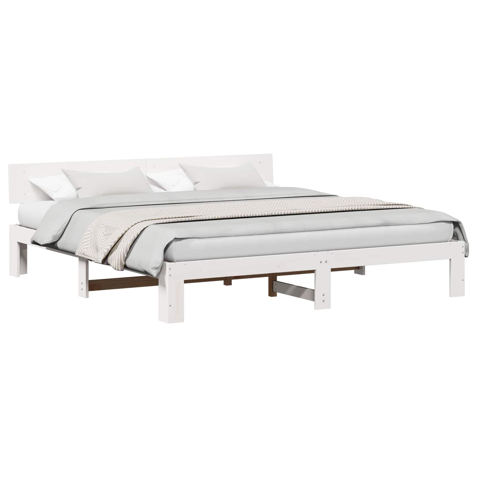 Estrutura da cama com cabeceira branco 180 x 200 cm