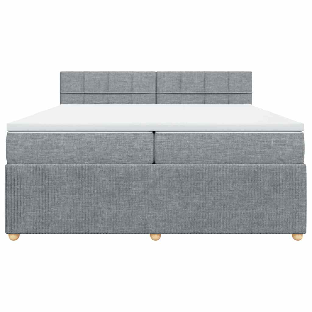 Cama com molas/colchão 200x200 cm tecido cinza-claro