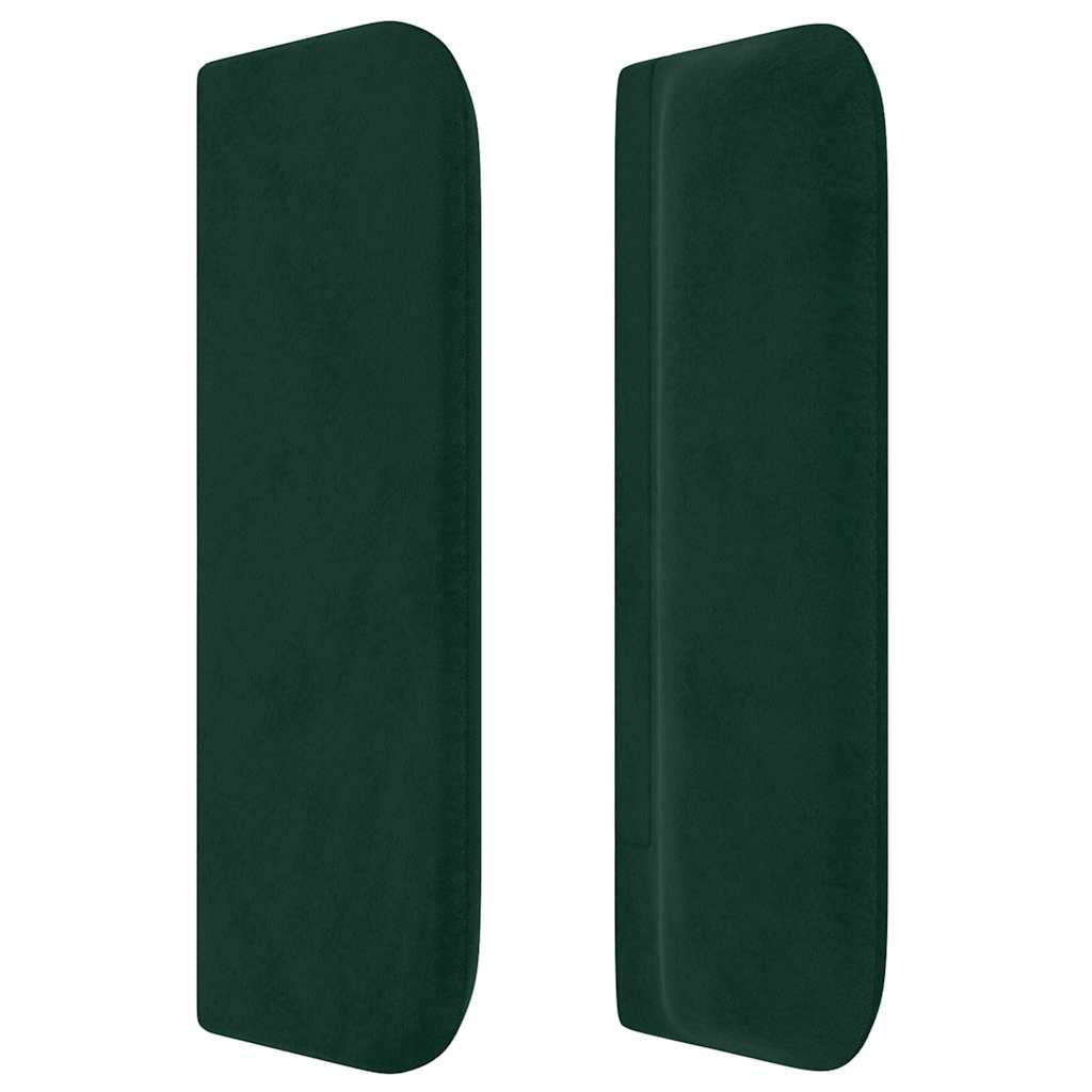 Cabeceira de cama c/ abas veludo 203x16x78/88cm verde-escuro