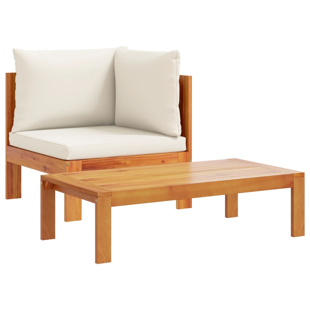 5 Pcs conjunto de sofás de jardim com almofadões acácia maciça