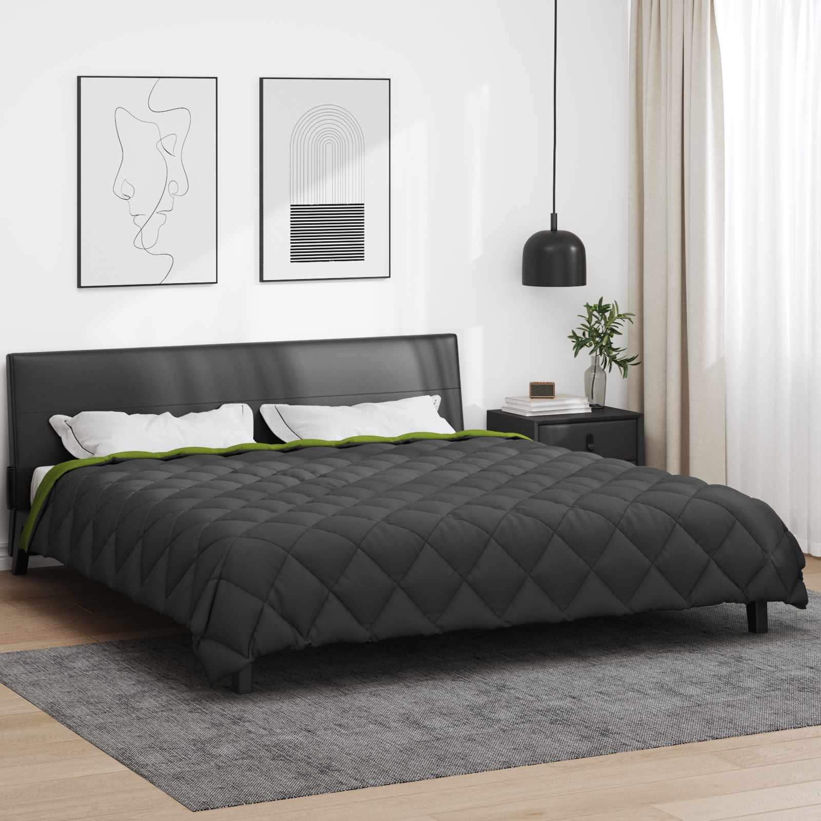 Edredom de inverno 220 x 260 cm 450 gsm verde e antracite