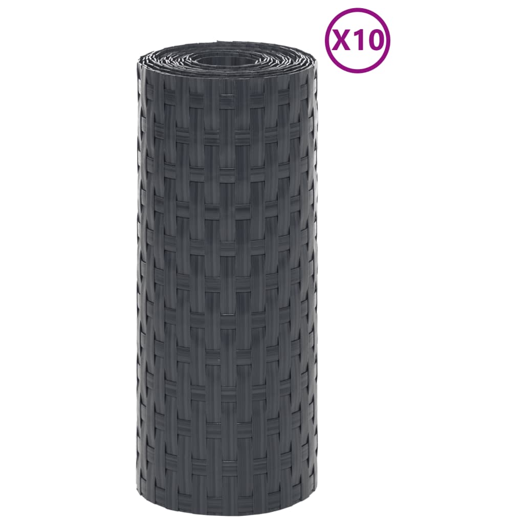 Telas de varanda 10 pcs 255x19 cm vime PE antracite