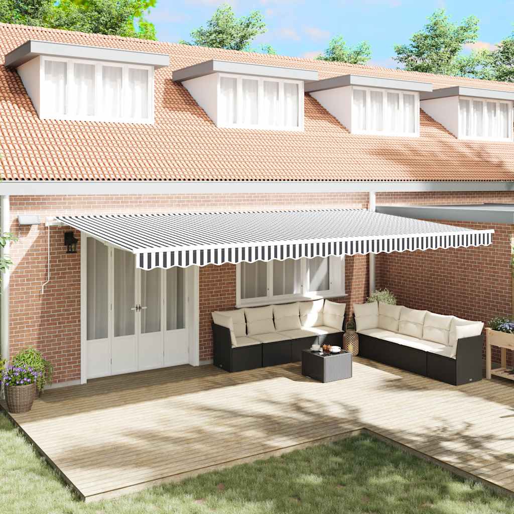 Toldo retrátil manual com LED 600x300 cm antracite/branco
