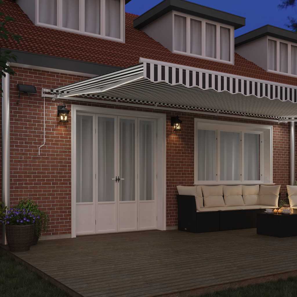 Toldo retrátil manual com LED 600x300 cm antracite/branco
