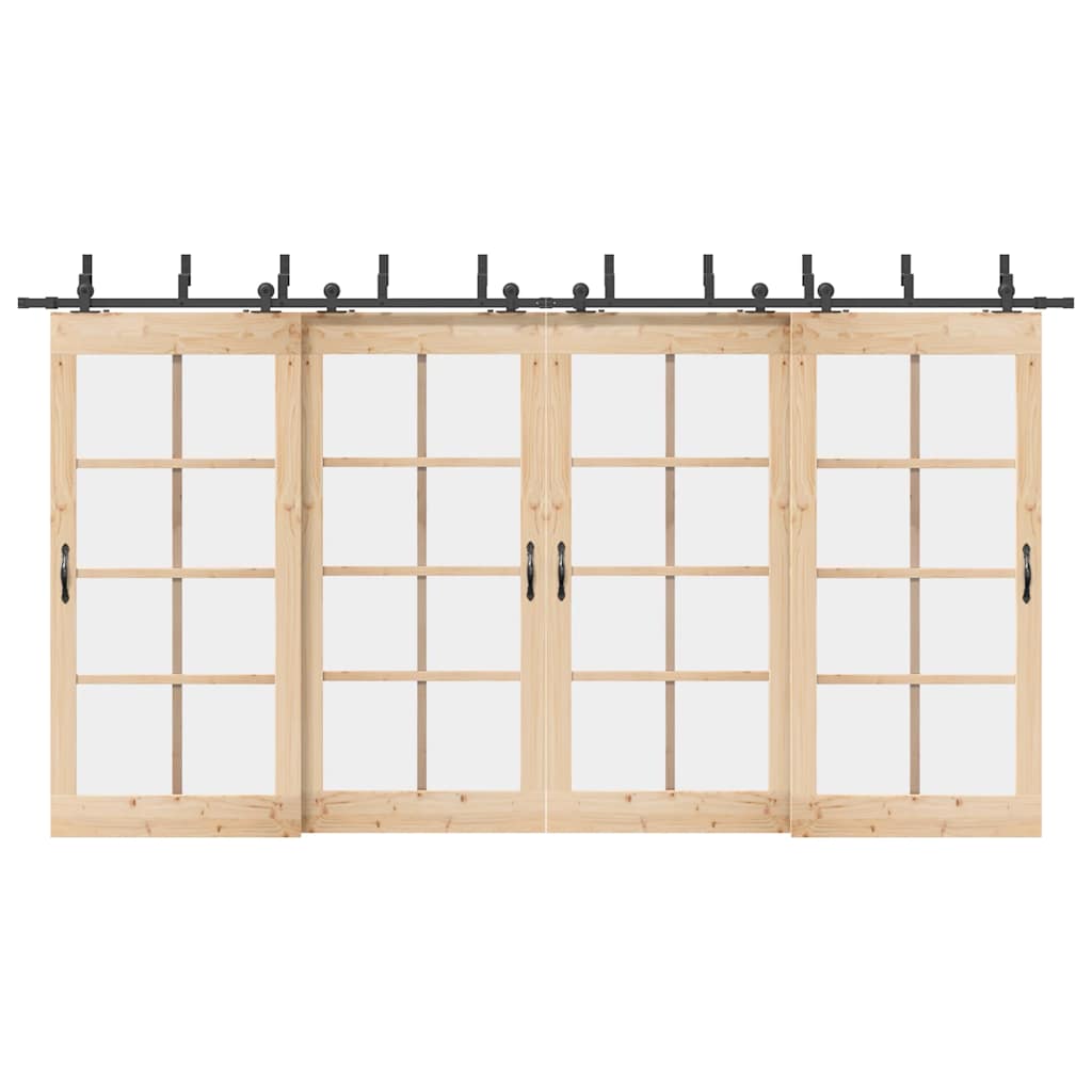 Kit de ferragens para porta deslizante 427 cm aço preto