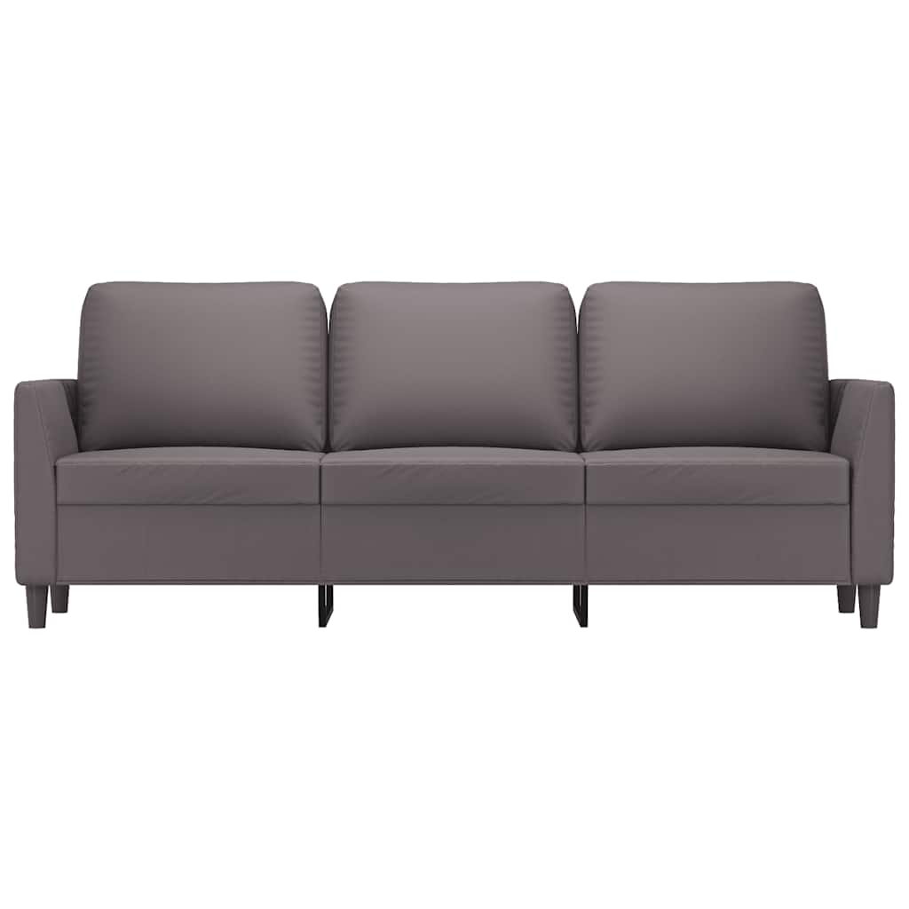 Sofá de 3 lugares 180 cm couro artificial cinza