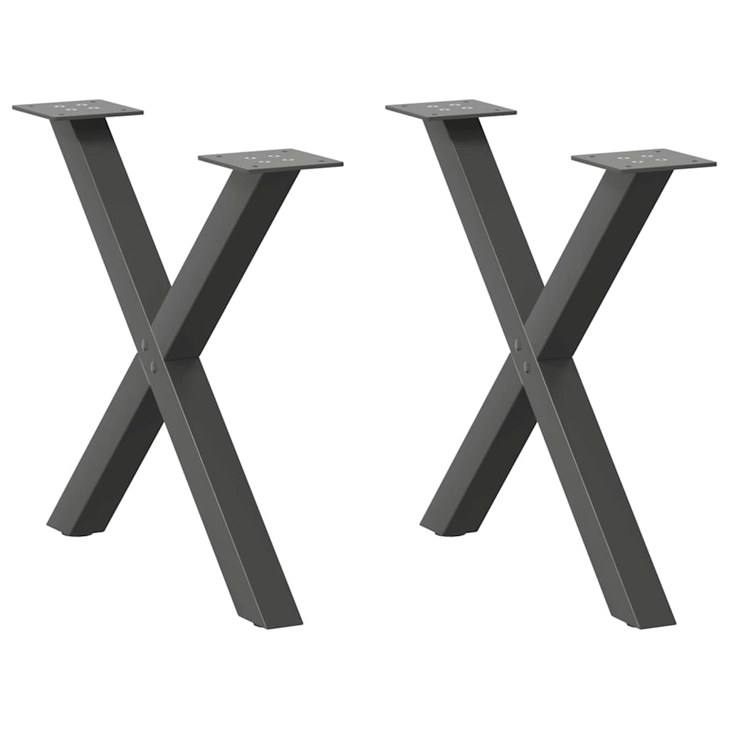 Pés para mesa de centro em formato de x, 2 peças, antracite, 60x (42-43) cm, aço