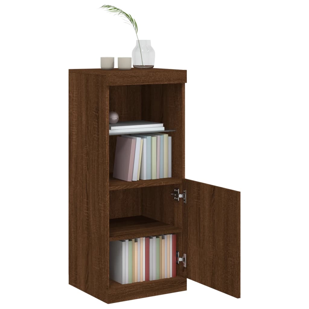 Aparador com luzes LED 41x37x100 cm carvalho castanho