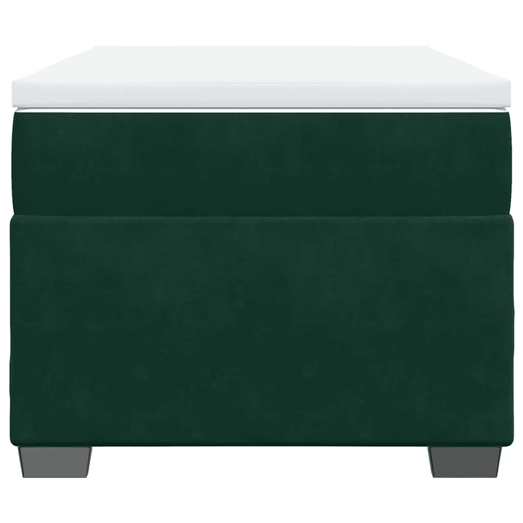 Cama com molas/colchão 90x200 cm veludo verde-escuro