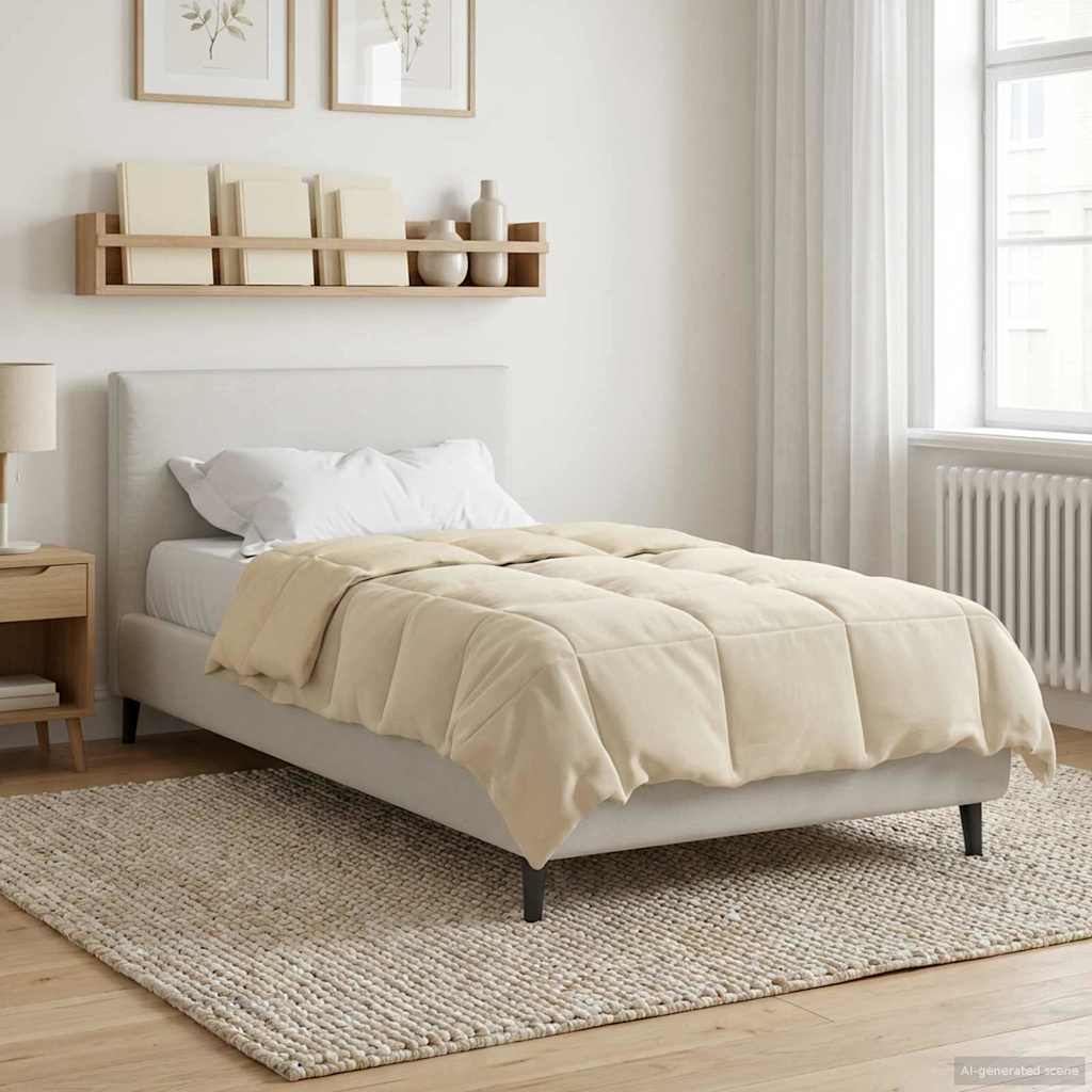 Edredom de verão simples creme 135 x 220 cm microfibra