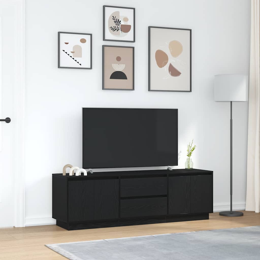 Móvel de TV com luzes LED 160,5x41x50 cm carvalho preto