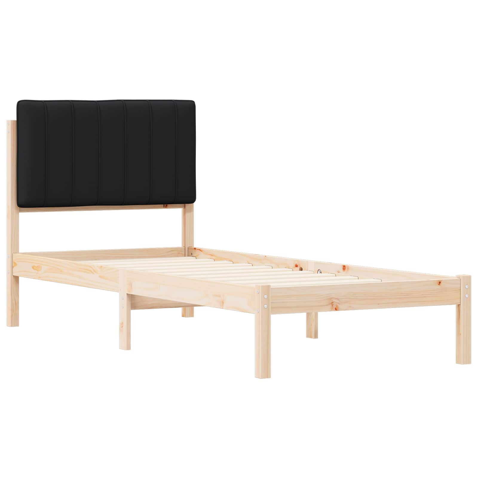 Estrutura de cama com cabeceira estofada preto 75 x 190 cm