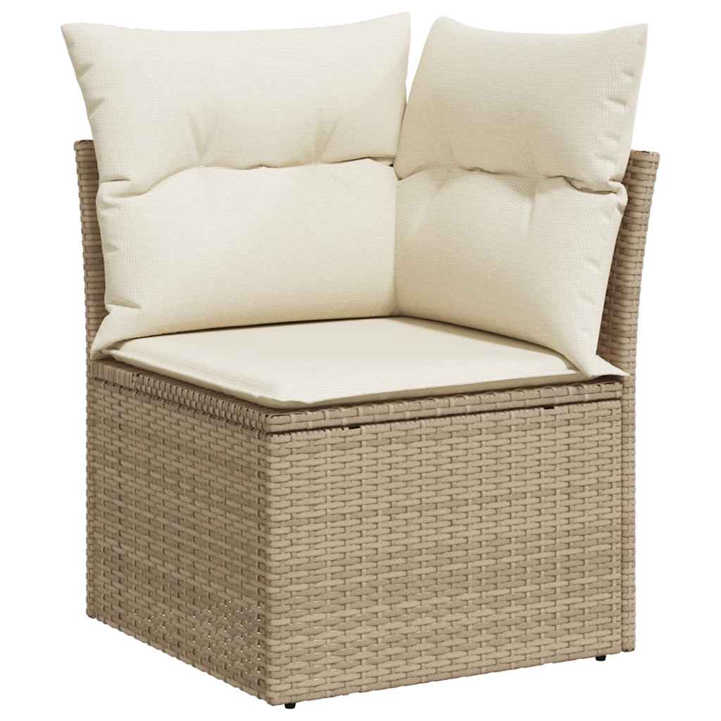 10 Pcs conjunto de sofás p/ jardim com almofadões vime PE bege