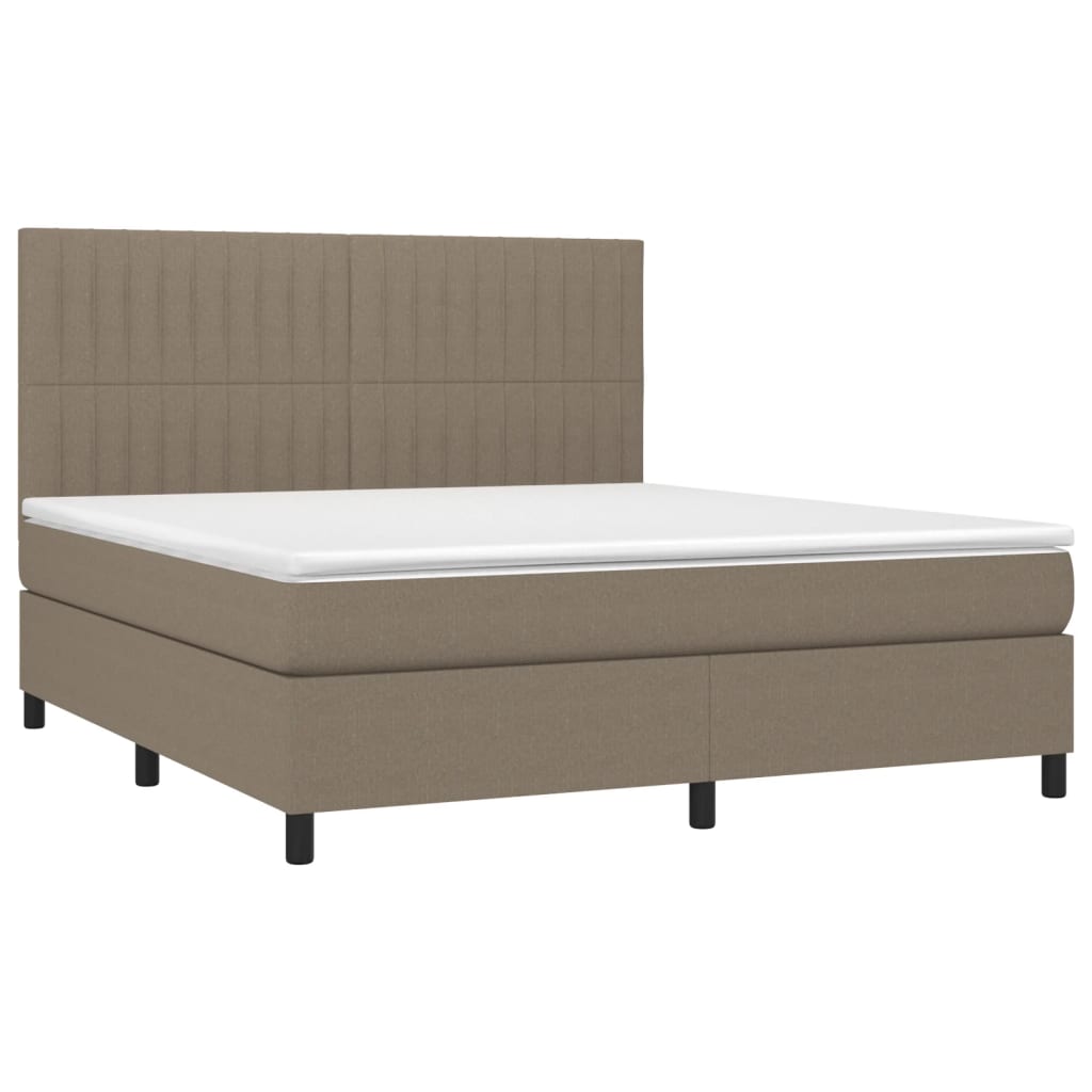 Cama box spring colchão/LED 160x200 cm tecido cinza-acastanhado