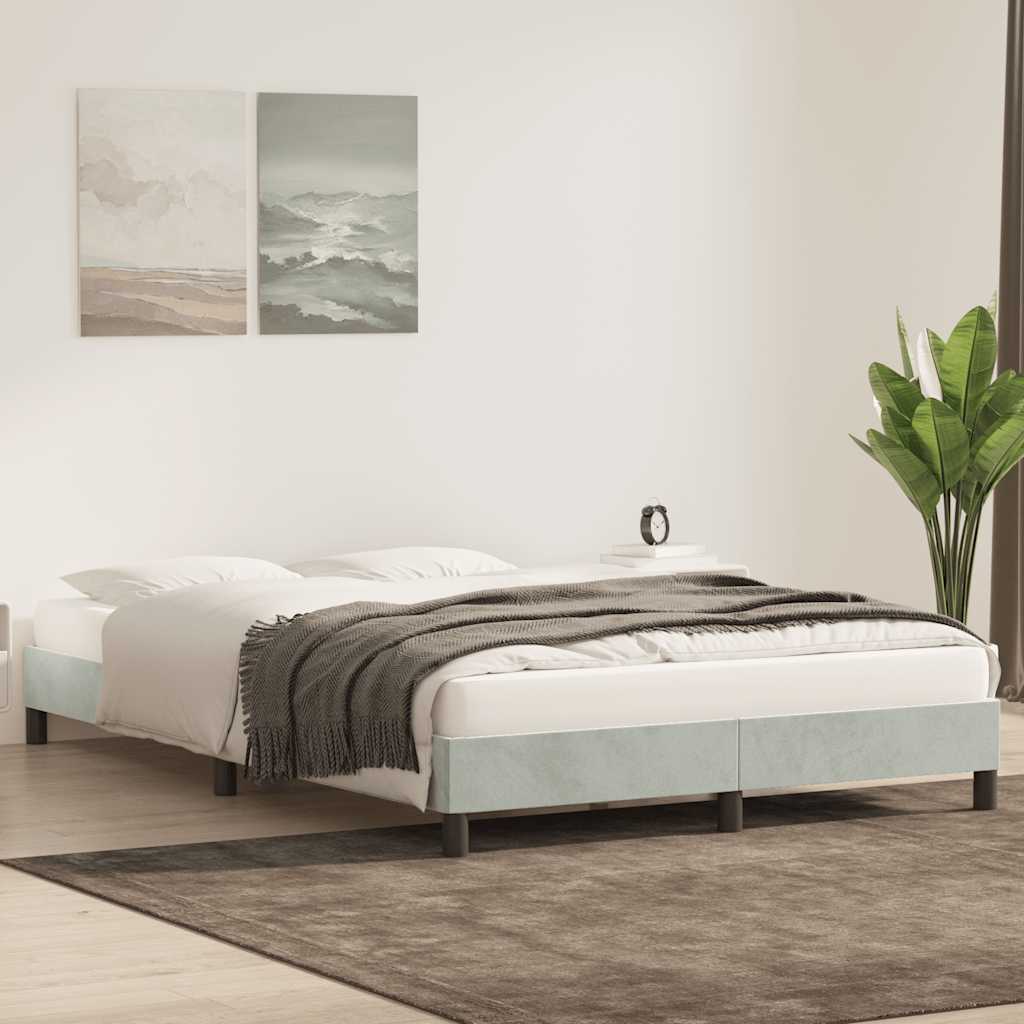Estrutura de cama sem colchão 140x220 cm veludo cinzento-claro