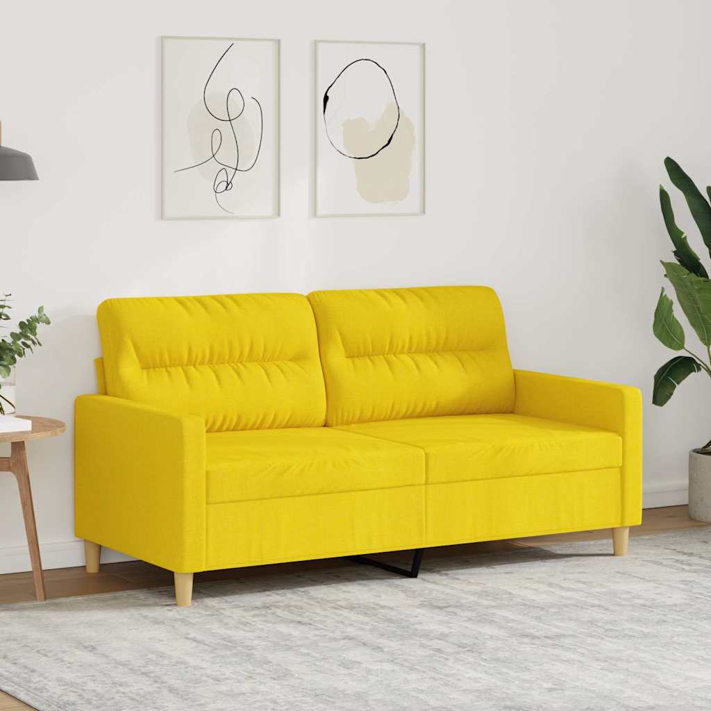Sofá de 2 lugares 140 cm tecido amarelo-claro